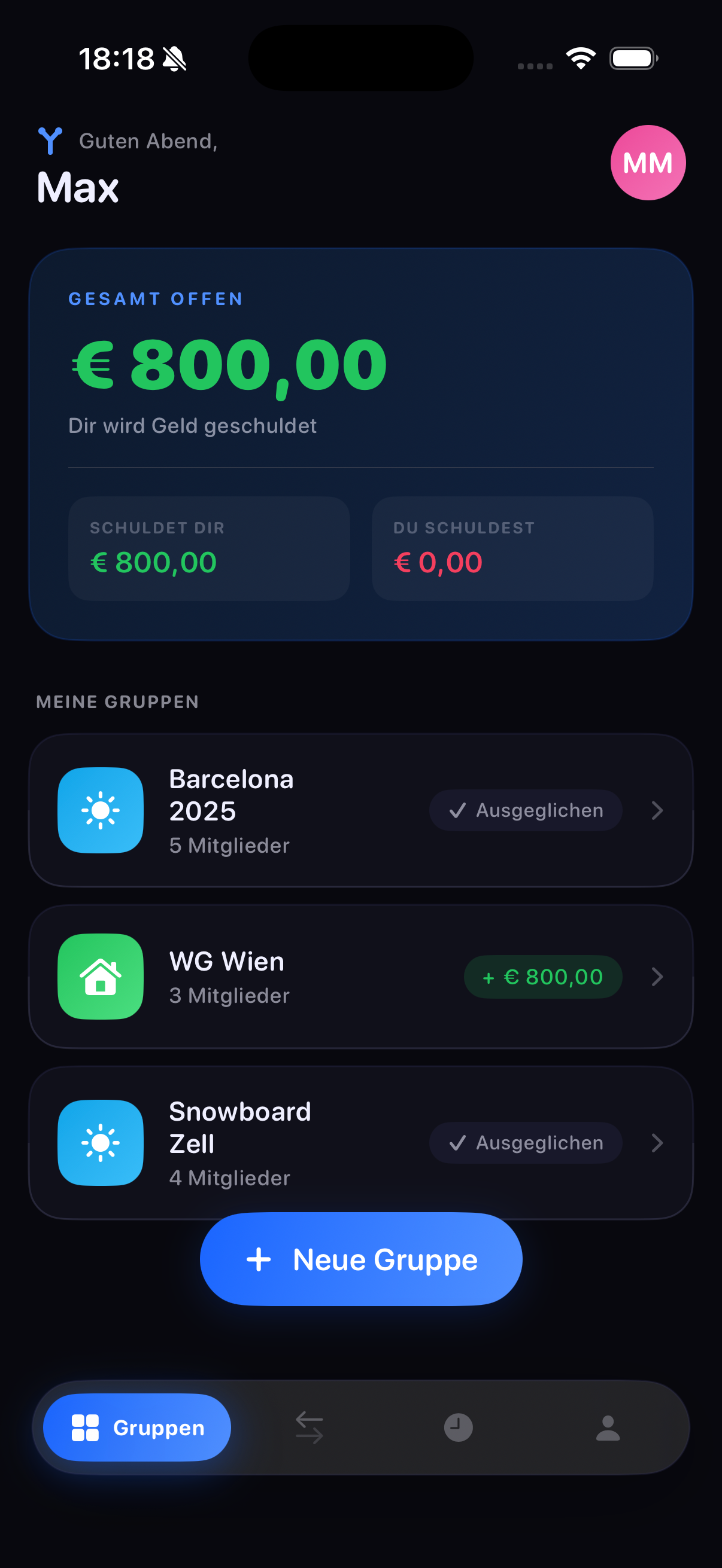 Splyt Home Screen